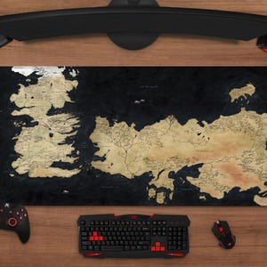 Westeros karta skrivbordsmatta | Fantasy Gaming musmatta, utökad setup-dekor