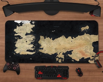 Westeros Map Desk Mat | Fantasy Gaming Mouse Pad, Extended Setup Decor