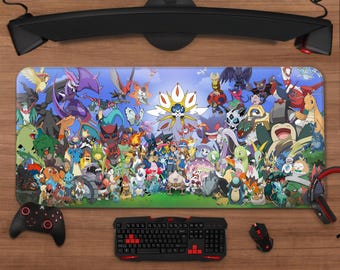 Pokémon Characters Mouse Pad | Anime Character Extended Desk Mat | XXL Gaming Mousepad | Desk Setup Decor