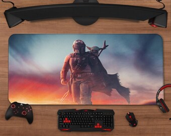 The Mandalorian Mouse Pad | Sci-Fi Bounty Hunter Extended Desk Mat | XXL Gaming Mousepad | Desk Setup Decor