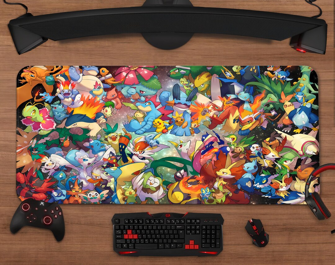 Pokémon Characters Mouse Pad | Anime Character Extended Desk Mat | XXL ...