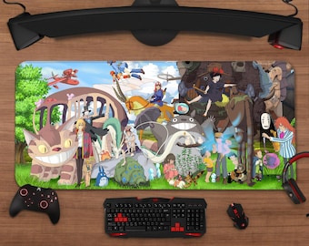 Studio Ghibli Characters Mouse Pad | Anime Extended Desk Mat, Gaming Setup Decor