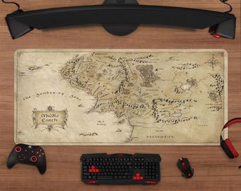 Middle Earth Map Mouse Pad | Fantasy Adventure Desk Mat | Gaming Cartography Accessory