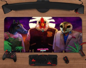 Hotline Miami Mouse Pad | Neon Retro Gaming Desk Mat XXL Setup Decor