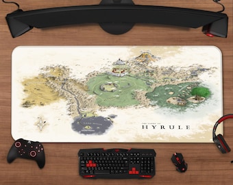 The Legend of Zelda Hyrule Map Mouse Pad | Extended Gaming Desk Mat
