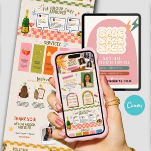 Colorful Summer Hair Salon Website Template | Hairstylist Booking Website | Canva Editable Design