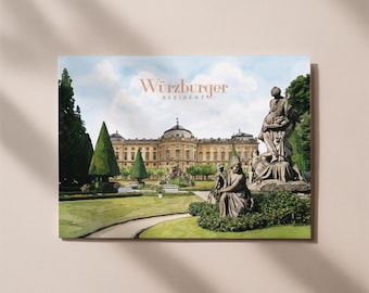 Würzburg Residence Postcard – Vintage Architecture Illustration Würzburg, Germany Souvenir, Travel Gift Idea