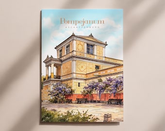 Pompejanum Aschaffenburg postcard – Bavaria souvenir, city map art
