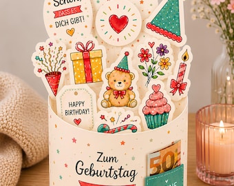 Duplo Banderole „Alles Gute zum Geburtstag“ für Gutscheine und Geld – Vorlage zum Ausdrucken | Geburtstagsgeschenk | Geldgeschenk