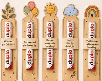 Geburtstag Karte Duplo Schokoladenhalter Vorlage | DIY Schokoriegel Verpackung | Geschenkkarte | Personalisierbares Party Mitgebsel PDF
