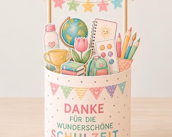Abschied Schule Duplo Banderole Druckvorlage | Abschiedsgeschenk für Lehrer | Geschenkidee zum Schuljahresende & Ferienbeginn