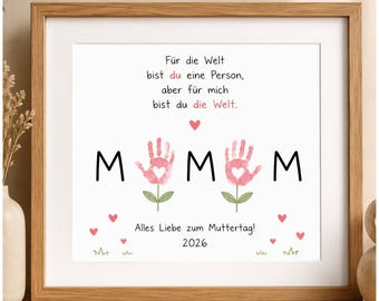 Handabdruck Muttertag Vorlage für Mama – DIY Geschenk zum Ausdrucken, Kinder Handabdruck Bild| Persönliches Geschenk fur mama