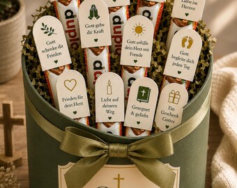 Duplo Banderolen Christliche Papa Schokoladenbox Vorlage zum Ausdrucken | 12 Segensbotschaften | Geschenkbox für Vatertag | DIY Geschenk