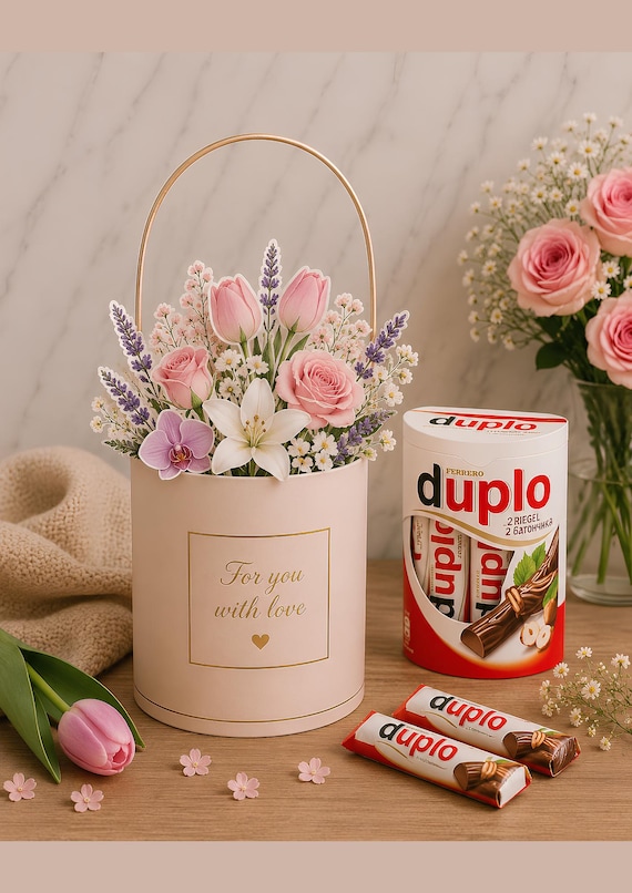 Danke blume Duplo Blumenstrauß Banderole Vorlage zum Ausdrucken | Kleine Geschenke zum Danke Sagen | Schokoladen-Verpackung | Mitbringsel