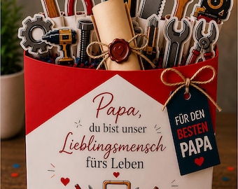 Vatertag duplo banderole Werkzeugkasten Vorlage zum Ausdrucken | Papa & Opa Geburtstagsgeschenk Idee | Download | Kleinigkeit | Mitbringsel