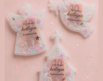 Schüttelkarte geschenk  Kommunion | Bastelvorlage zum Ausdrucken | verpackung für Geld & Gutscheine | Last Minute Geschenkidee