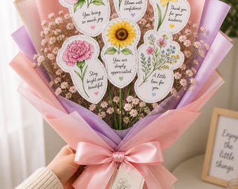DIY Blumenstrauß Vorlage zum Ausdrucken | Muttertag Geschenk Basteln | Papier Blumen mit Notizen | A4-Druckset