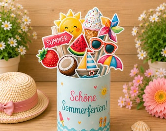 Sommerferien Duplo Vorlage zum Ausdrucken | Duplo Banderole PDF | Geldgeschenk Druckvorlage | Sofort Download
