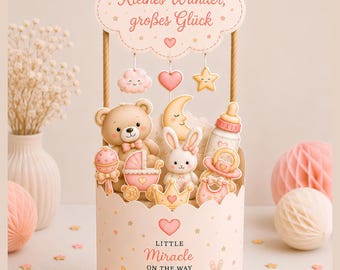 Baby Shower Duplo Banderole | Geldgeschenk zur Geburt eines Mädchens | Mitgebsel  Babyparty | Personalisierte Geschenkidee für Mädchen