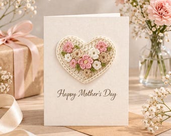 Minimalistische Häkelkarte zum Muttertag | Druckbare PDF-Vorlage | DIY-Geschenkidee für Mama
