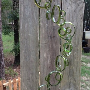 All Green GLASS WINDCHIMES-RECYCLED Wine Bottles Out door Yard Art Garden Patio Decoration Unique Gifts Home Decor Mobiles image 1