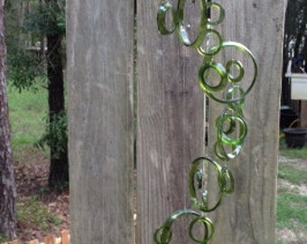 All Green GLASS WINDCHIMES-RECYCLED Wine Bottles Out door Yard Art Garden Patio Decoration Unique Gifts Home Decor Mobiles