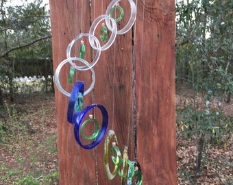 Mixed Colors GLASS WINDCHIMES-RECYCLED Wine Bottles Out door Yard Art Garden Patio Decoration Unique Gifts Home Decor Mobiles Handmade