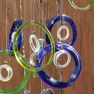 green, blue, clear, xl chandelier ,GLASS WINDCHIMES-RECYCLED wine bottles, garden decor, wind chimes, mobiles, musical, windchimes, yard art image 3