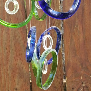 green, blue, clear, xl chandelier ,GLASS WINDCHIMES-RECYCLED wine bottles, garden decor, wind chimes, mobiles, musical, windchimes, yard art image 2