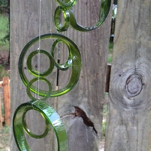 All Green GLASS WINDCHIMES-RECYCLED Wine Bottles Out door Yard Art Garden Patio Decoration Unique Gifts Home Decor Mobiles image 3