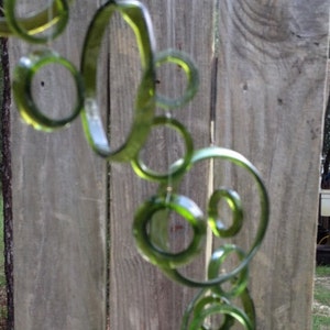 All Green GLASS WINDCHIMES-RECYCLED Wine Bottles Out door Yard Art Garden Patio Decoration Unique Gifts Home Decor Mobiles image 2