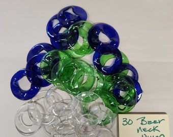 30 piece BEER BOTTLE RINGS  #2 glass recycled diy projects garden decor yard art windchimes