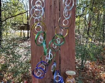 Mixed Colors Clear  xl dna GLASS WINDCHIMES-RECYCLED Wine Bottles Out door Yard Art Garden Patio Decoration Unique Gifts Home Decor Mobiles