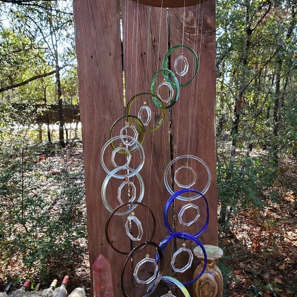 Mixed Colors GLASS WINDCHIMES-RECYCLED Wine Bottles Out door Yard Art Garden Patio Decoration Unique Gifts Home Decor Mobiles