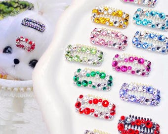 Pinza para el pelo de mascotas con cristales, pasador brillante para perros pequeños, accesorio de peine seguro