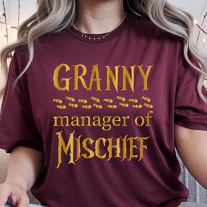 Granny Manager of Mischief Shirt, Funny Personalized Mom Mama Granma Nana Granny T-Shirt, Mothers Day Tee, Coordinator of Chaos Tee