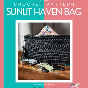 Puede incluir: Patrón de crochet para una bolsa Sunlit Haven negra. El patrón es para principiantes aventureros y está escrito por Crystal Barger. El patrón es solo para uso personal. Acredita a My Yarn Oasis como el diseñador al vender artículos terminados.