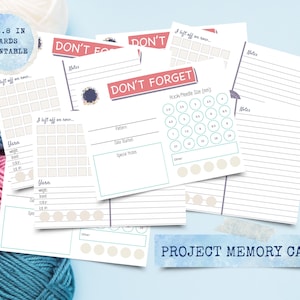 Cartes de gardien de projet de la taille d'une carte postale à imprimer - Aide-mémoire astucieux pour vos travaux de tricot et de crochet, à imprimer à la maison