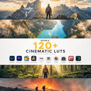 120+ Sony LUT-paket med filmteknik | S-Log2 S-Log3 Rec709 färggraderingspaket | Premiere Pro, DaVinci Resolve, Final Cut, CapCut, VN | Video-LUT:er