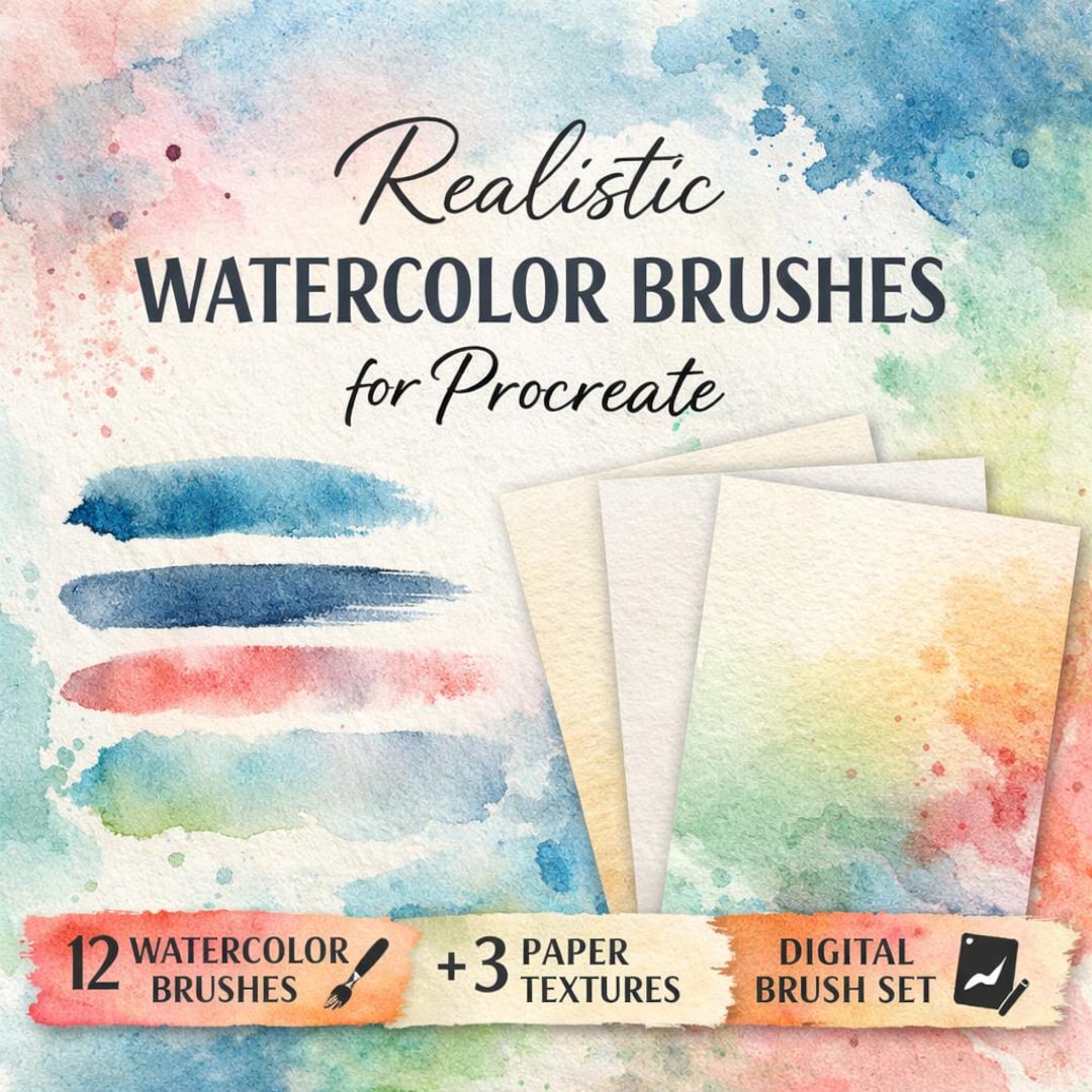 Realistic Watercolor Brushes for Procreate, Digital Watercolor Brush ...