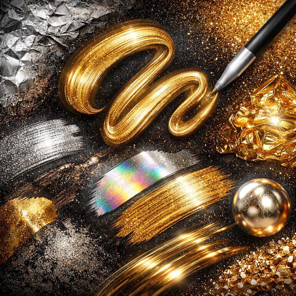 Metallic Texture Procreate Brushes Bundle, Foil Shiny Reflective Brush ...