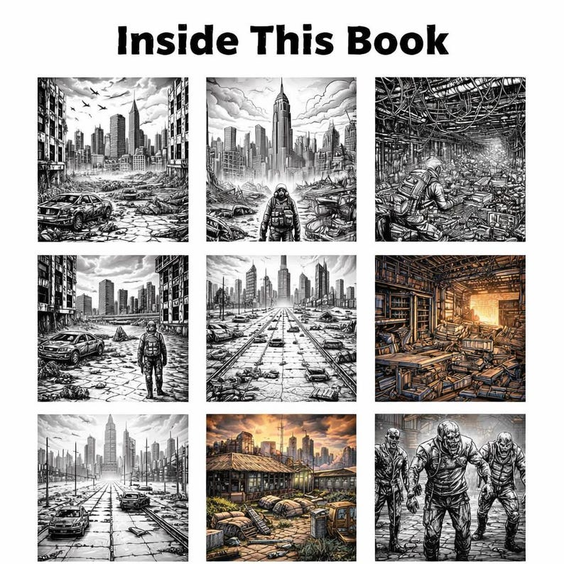 Zombie Apocalypse Coloring Book | 77 Pages Post Apocalyptic Scenes ...