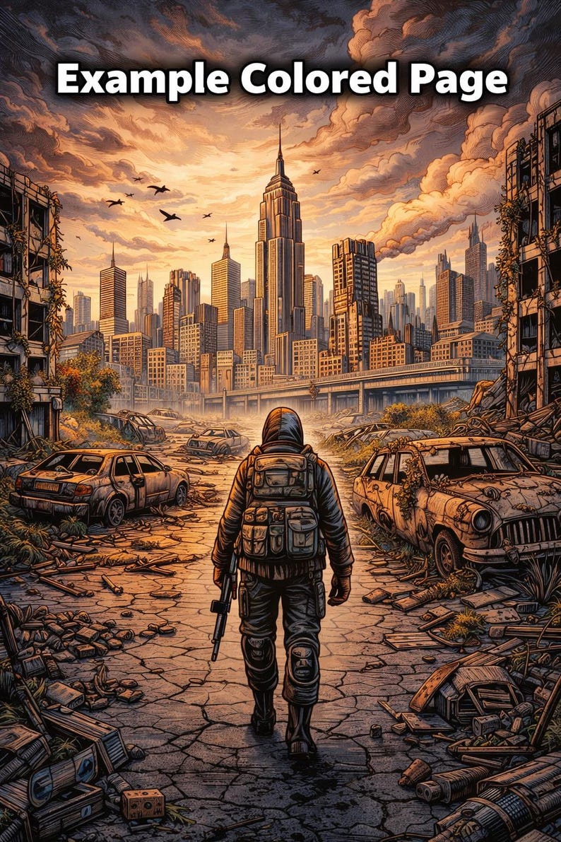 Zombie Apocalypse Coloring Book | 77 Pages Post Apocalyptic Scenes ...