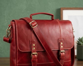 Modello PDF per borsa a tracolla in pelle / Modello per borsa per laptop con patta e fibbia (download digitale)