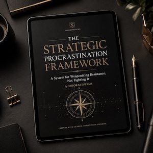 Strategiczne ramy prokrastynacji, planer dysfunkcji wykonawczych ADHD, codzienna macierz antypilności, cyfrowy zeszyt ćwiczeń w formacie PDF, notatnik Goodnotes