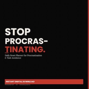 Stop Procrastinating Planner | ADHD Task Reset PDF (A4 Digital Download)
