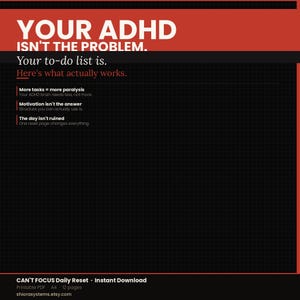 Tu TDAH no es el problema: tu lista de tareas sí lo es / Planificador diario de reinicio para TDAH (PDF imprimible) / Sistema de enfoque / Descarga instantánea A4