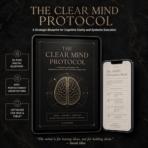 Clear Mind Protocol PDF | ADHD Emergency Reset & Executive Dysfunction Guide | Cognitive Load Brain Dump l Overthinking Digital Workbook