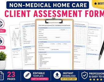 Home Care Client Assessment Form ,Editable Word Template, Caregiver Intake Form ,Nursing Assessment Checklist | Printable & Instant Download