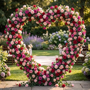 Romantic Pink Rose Flower Garland for Wedding Arch Decor, Artificial Hanging Floral Vine for Curtain Party Backdrop Bridal Shower Wall Decor